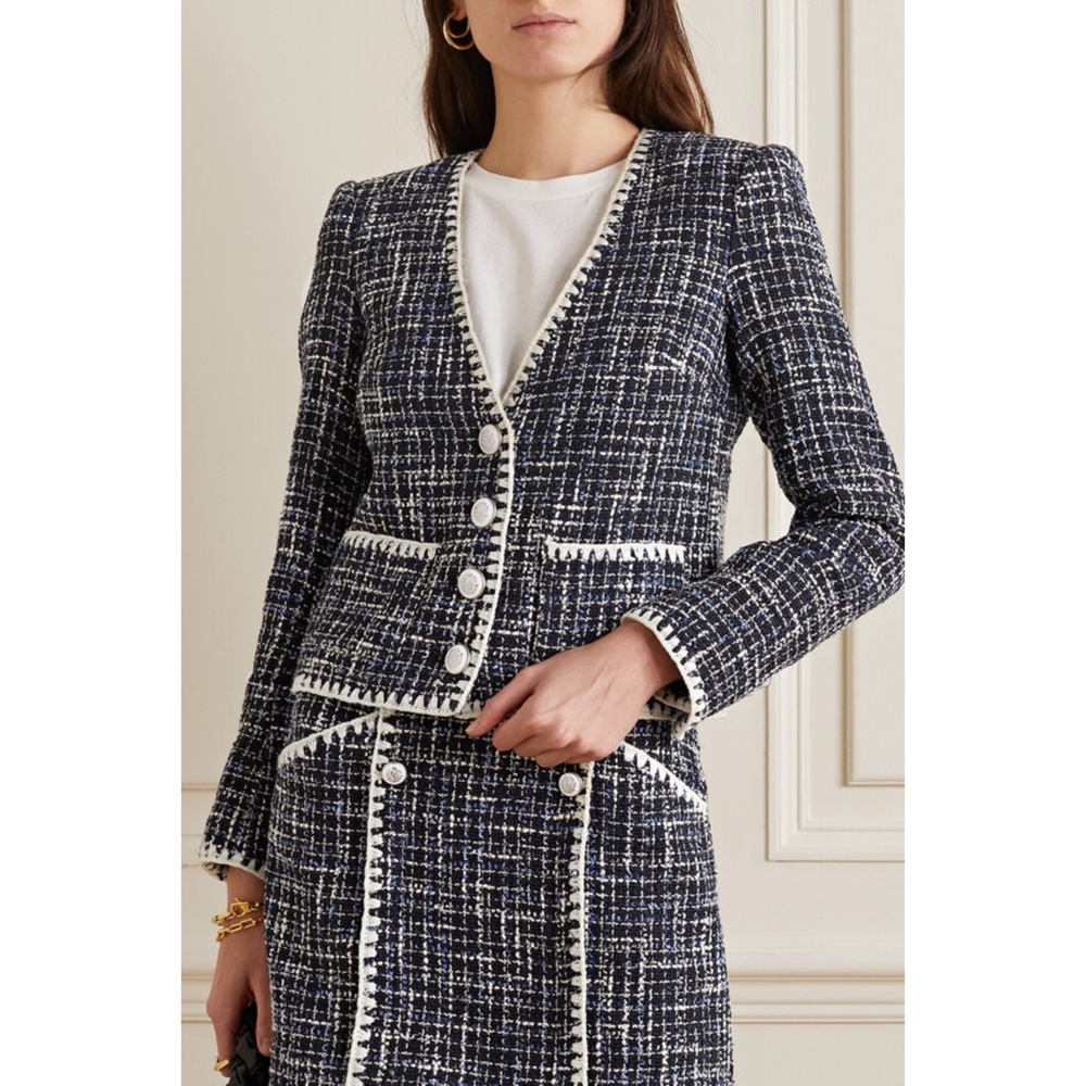 NEW Veronica Beard Bosea Tweed Cotton Blend Jacket Navy Multi 12 - Picture 10 of 17